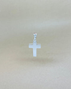 925 Sterling Silver Simple Flat High Polish Cross Pendant 22mm