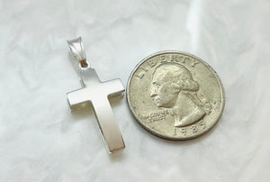 925 Sterling Silver Simple Flat High Polish Cross Pendant 22mm