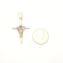 Load image into Gallery viewer, 925 Sterling Silver Rope Wrapped Cylindrical Cross Pendant
