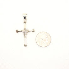 Load image into Gallery viewer, 925 Sterling Silver Wire Wrapped Cylindrical Cross Pendant with Rope Edges
