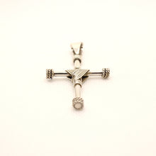 Load image into Gallery viewer, 925 Sterling Silver Wire Wrapped Cylindrical Cross Pendant with Rope Edges
