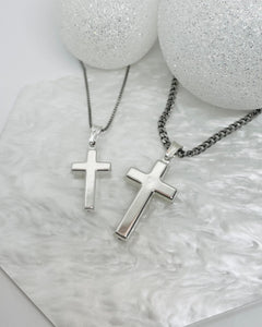 925 Sterling Silver Simple Thick Cross Pendant 21.7mm OR 29mm