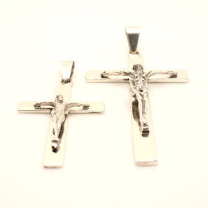 925 Sterling Silver Simple Flat Crucifix Cross Pendant