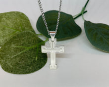 Load image into Gallery viewer, 925 Sterling Silver Inside Line Cross Pendant 2 Sizes (0.95in Or 1.2in)
