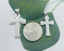 Load image into Gallery viewer, 925 Sterling Silver Inside Line Cross Pendant 2 Sizes (0.95in Or 1.2in)
