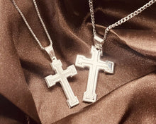 Load image into Gallery viewer, 925 Sterling Silver Inside Line Cross Pendant 2 Sizes (0.95in Or 1.2in)
