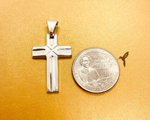 925 Sterling Silver X-Shaped In The Middle Of The Cross 1.2 Inch Pendant