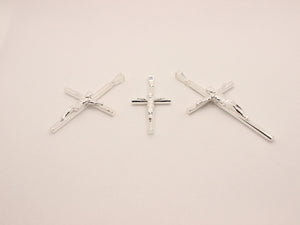 925 Sterling Silver Skinny Cylindrical Stick Crucifix Cross Pendant 3 Sizes