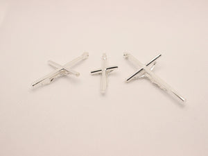 925 Sterling Silver Skinny Cylindrical Stick Crucifix Cross Pendant 3 Sizes