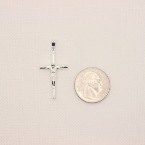 925 Sterling Silver Skinny Cylindrical Stick Crucifix Cross Pendant 3 Sizes