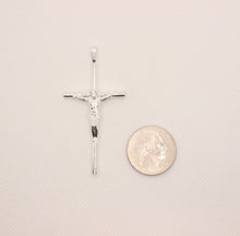 Load image into Gallery viewer, 925 Sterling Silver Skinny Cylindrical Stick Crucifix Cross Pendant 3 Sizes
