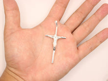 Load image into Gallery viewer, 925 Sterling Silver Skinny Cylindrical Stick Crucifix Cross Pendant 3 Sizes
