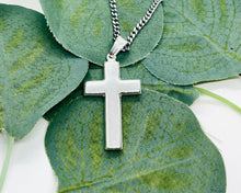 Load image into Gallery viewer, 925 Sterling Silver Simple Cross 1.1 Inch Pendant
