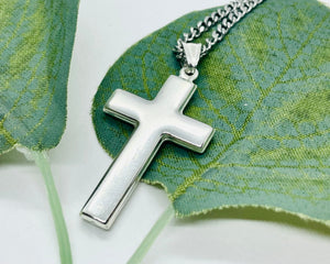 925 Sterling Silver Simple Cross 1.1 Inch Pendant