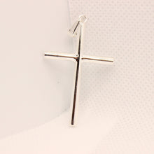 Load image into Gallery viewer, 925 Sterling Silver Simple Skinny Cylindrical Stick Cross Pendant
