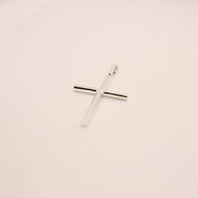 Load image into Gallery viewer, 925 Sterling Silver Simple Skinny Cylindrical Stick Cross Pendant
