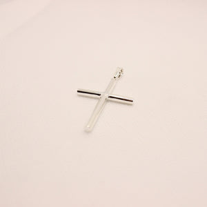 925 Sterling Silver Simple Skinny Cylindrical Stick Cross Pendant