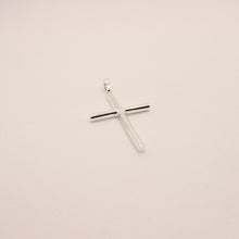 Load image into Gallery viewer, 925 Sterling Silver Simple Skinny Cylindrical Stick Cross Pendant
