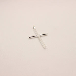 925 Sterling Silver Simple Skinny Cylindrical Stick Cross Pendant