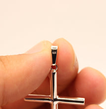 Load image into Gallery viewer, 925 Sterling Silver Simple Skinny Cylindrical Stick Cross Pendant
