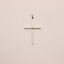 Load image into Gallery viewer, 925 Sterling Silver Simple Skinny Cylindrical Stick Cross Pendant
