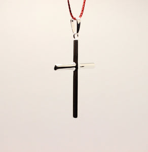 925 Sterling Silver Simple Skinny Cylindrical Stick Cross Pendant