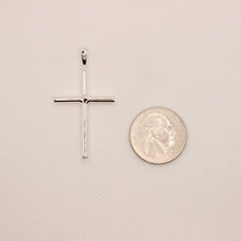 Load image into Gallery viewer, 925 Sterling Silver Simple Skinny Cylindrical Stick Cross Pendant
