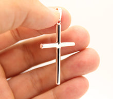 Load image into Gallery viewer, 925 Sterling Silver Simple Skinny Cylindrical Stick Cross Pendant
