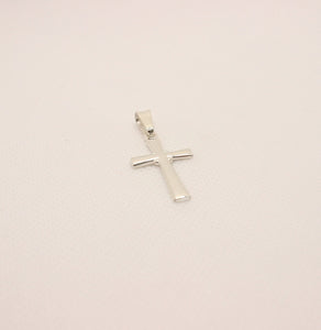 925 Sterling Silver Simple Flat Triangular Edge Cross Pendant with Circle