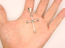 Load image into Gallery viewer, 925 Sterling Silver Plain Cylindrical Cross Pendant with Rope Textured Edges
