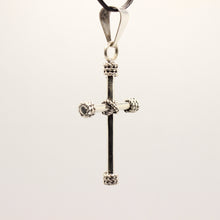 Load image into Gallery viewer, 925 Sterling Silver Plain Cylindrical Cross Pendant with Rope Textured Edges
