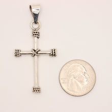 Load image into Gallery viewer, 925 Sterling Silver Plain Cylindrical Cross Pendant with Rope Textured Edges
