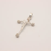 Load image into Gallery viewer, 925 Sterling Silver Dainty Stick Crucifix Cross with Rope Textured Edges Pendant
