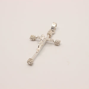 925 Sterling Silver Dainty Stick Crucifix Cross with Rope Textured Edges Pendant