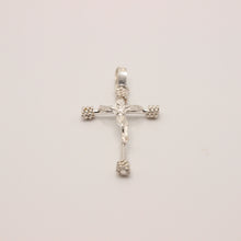 Load image into Gallery viewer, 925 Sterling Silver Dainty Stick Crucifix Cross with Rope Textured Edges Pendant
