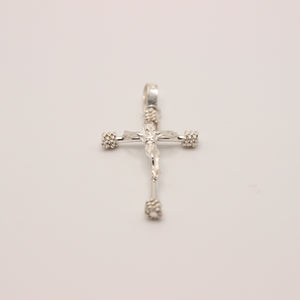 925 Sterling Silver Dainty Stick Crucifix Cross with Rope Textured Edges Pendant