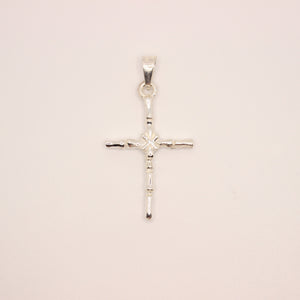 925 Sterling Silver Phalanx Bone-Styled Edges with X in the Center Cross Pendant