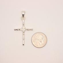 Load image into Gallery viewer, 925 Sterling Silver Phalanx Bone-Styled Edges with X in the Center Cross Pendant
