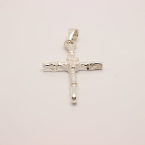 925 Sterling Silver Phalanx Bone-Styled Edges with X in the Center Cross Pendant