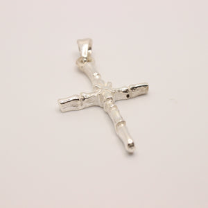 925 Sterling Silver Phalanx Bone-Styled Edges with X in the Center Cross Pendant