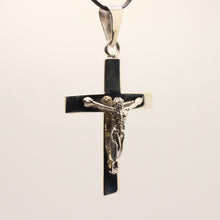 Load image into Gallery viewer, 925 Sterling Silver Plain Simple Flat Christian Crucifix Cross 49mm Pendant
