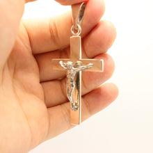 Load image into Gallery viewer, 925 Sterling Silver Plain Simple Flat Christian Crucifix Cross 49mm Pendant
