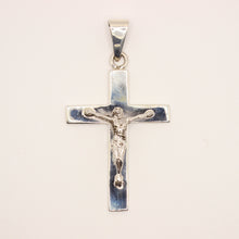 Load image into Gallery viewer, 925 Sterling Silver Plain Simple Flat Christian Crucifix Cross 49mm Pendant
