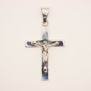 925 Sterling Silver Plain Simple Flat Christian Crucifix Cross 49mm Pendant