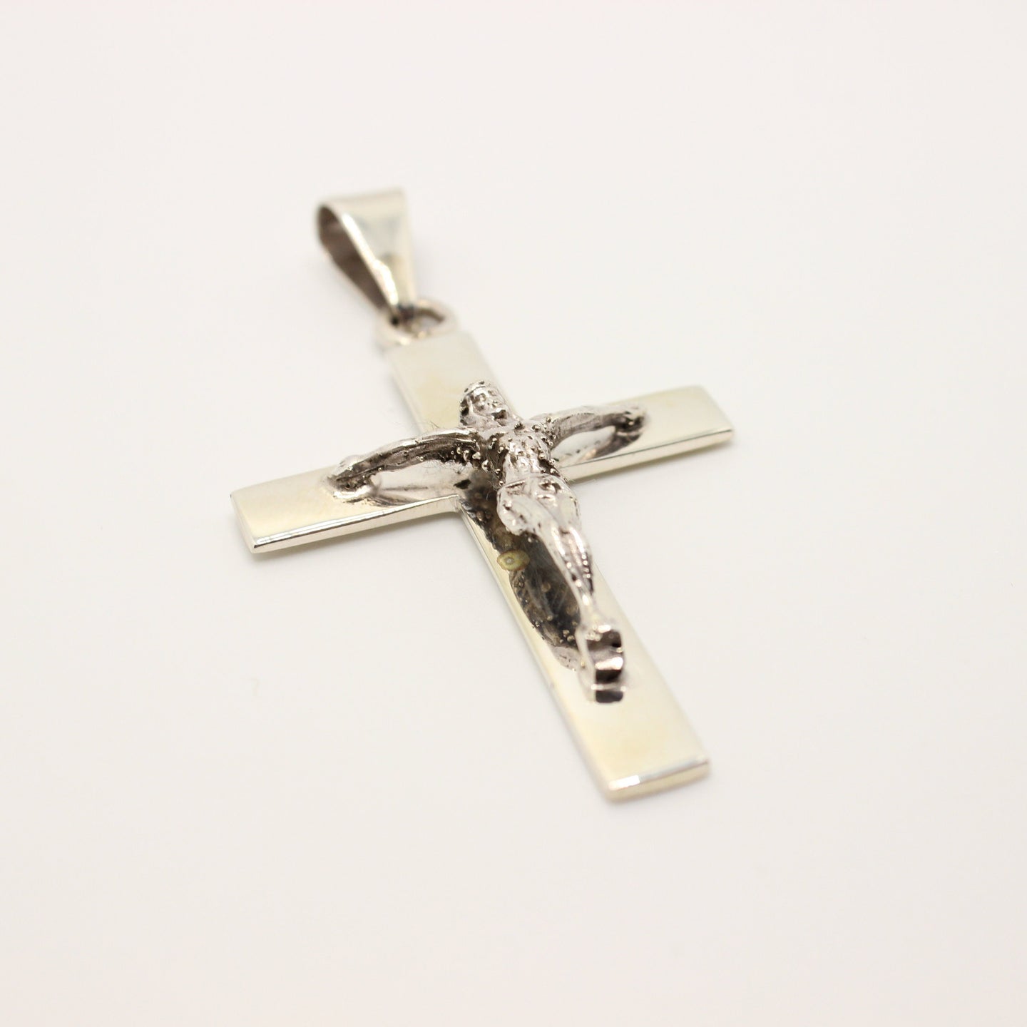 925 Sterling Silver Plain Simple Flat Christian Crucifix Cross 49mm Pendant