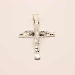 925 Sterling Silver Detailed Bamboo Styled Christian Crucifix Cross Pendant