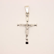 Load image into Gallery viewer, 925 Sterling Silver Detailed Bamboo Styled Christian Crucifix Cross Pendant
