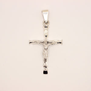 925 Sterling Silver Detailed Bamboo Styled Christian Crucifix Cross Pendant