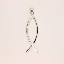 Load image into Gallery viewer, 925 Sterling Silver Plain Flat Vertical &quot;Ichthus&quot; Christian Fish Symbol Pendant
