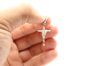 925 Sterling Silver Wire Wrapped Cylindrical Cross Pendant 25mm